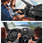 Women driving car