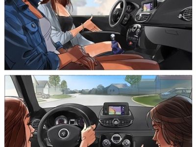 Women driving car