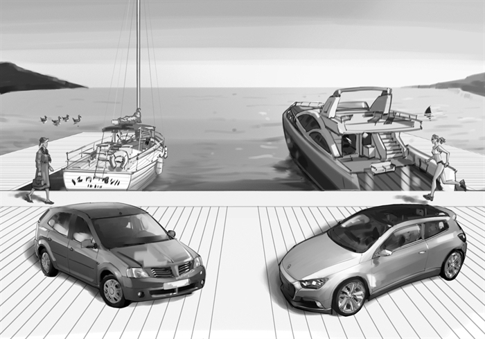 Boats and cars