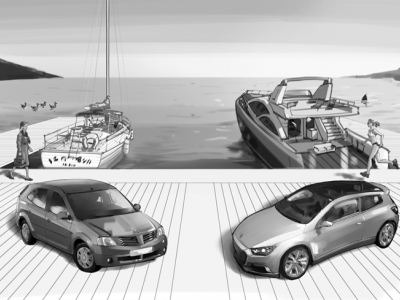 Boats and cars