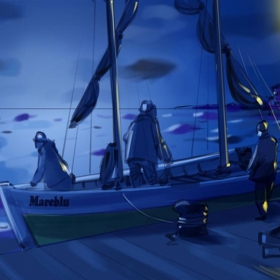 Fisherboat by night Fisherboat by night